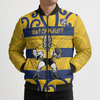 Bay of Plenty Custom Rugby New Zealand Bomber Puffer Jacket Aotearoa Maori Pukana Tiki Mascot