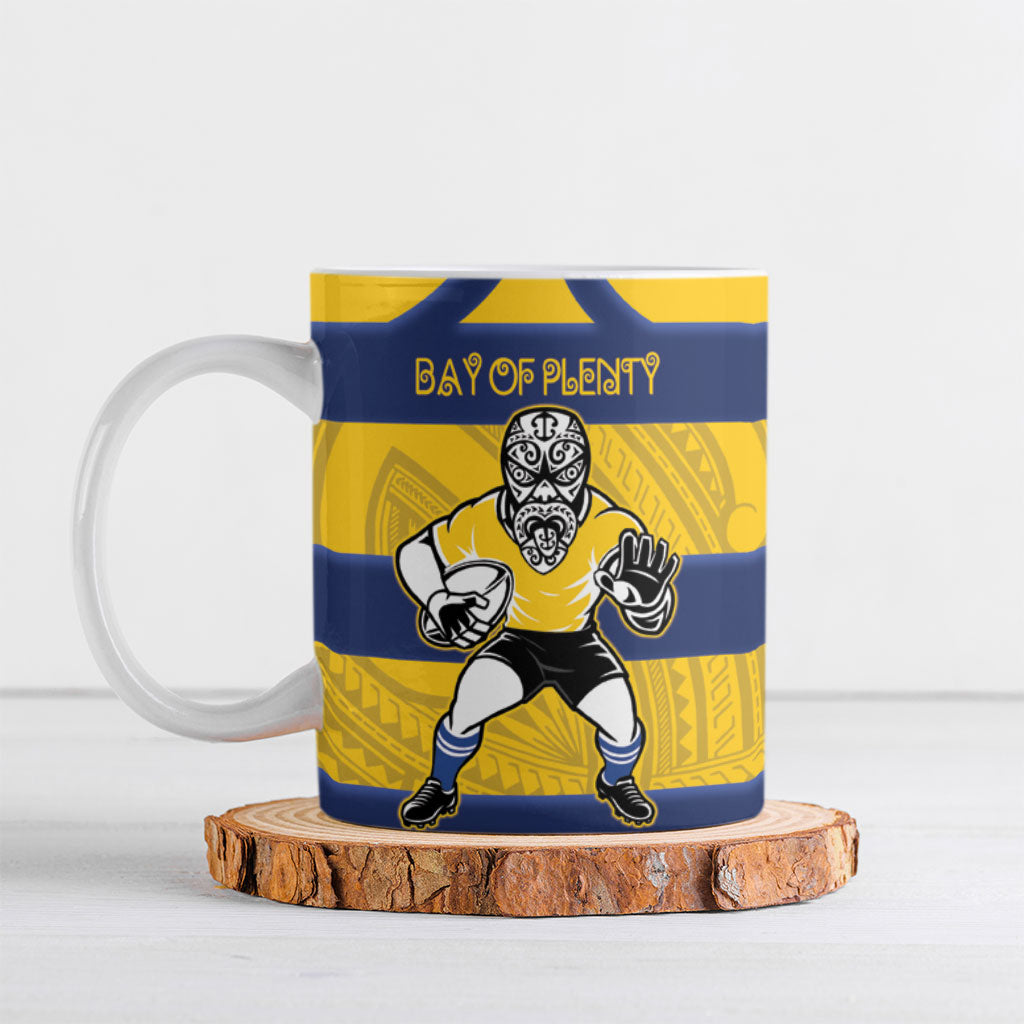 Bay of Plenty Custom Rugby New Zealand Ceramic Mug Aotearoa Maori Pukana Tiki Mascot
