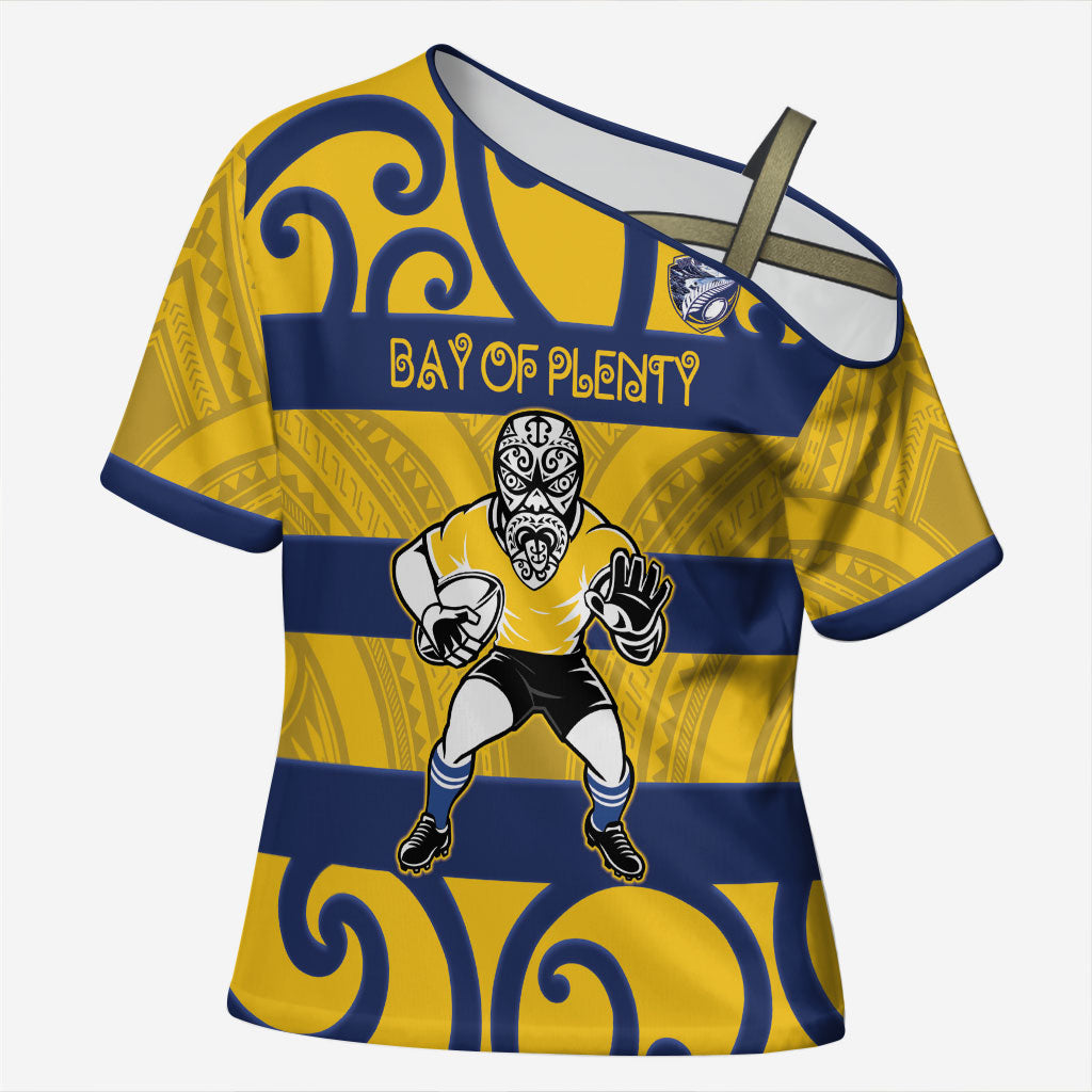 Bay of Plenty Custom Rugby New Zealand Cross Shoulder Shirt Aotearoa Maori Pukana Tiki Mascot