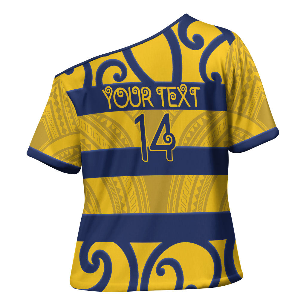 Bay of Plenty Custom Rugby New Zealand Cross Shoulder Shirt Aotearoa Maori Pukana Tiki Mascot