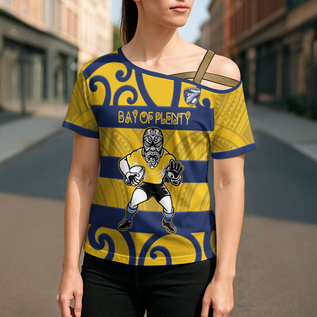 Bay of Plenty Custom Rugby New Zealand Cross Shoulder Shirt Aotearoa Maori Pukana Tiki Mascot