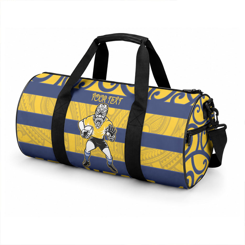 Bay of Plenty Custom Rugby New Zealand Duffle Bag Aotearoa Maori Pukana Tiki Mascot