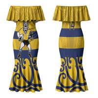 Bay of Plenty Custom Rugby New Zealand Family Matching Mermaid Dress and Hawaiian Shirt Aotearoa Maori Pukana Tiki Mascot