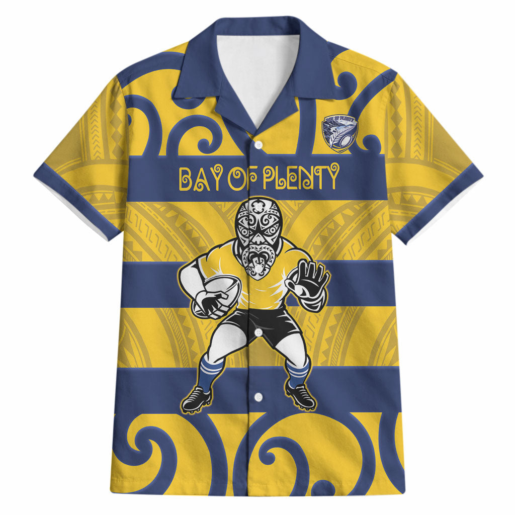 Bay of Plenty Custom Rugby New Zealand Hawaiian Shirt Aotearoa Maori Pukana Tiki Mascot