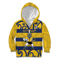 Bay of Plenty Custom Rugby New Zealand Kid Hoodie Aotearoa Maori Pukana Tiki Mascot