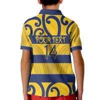 Bay of Plenty Custom Rugby New Zealand Kid Polo Shirt Aotearoa Maori Pukana Tiki Mascot