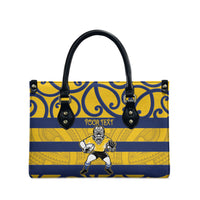 Bay of Plenty Custom Rugby New Zealand Leather Bag Aotearoa Maori Pukana Tiki Mascot