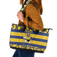 Bay of Plenty Custom Rugby New Zealand Leather Tote Bag Aotearoa Maori Pukana Tiki Mascot