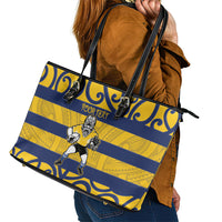 Bay of Plenty Custom Rugby New Zealand Leather Tote Bag Aotearoa Maori Pukana Tiki Mascot