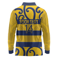 Bay of Plenty Custom Rugby New Zealand Long Sleeve Polo Shirt Aotearoa Maori Pukana Tiki Mascot