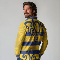 Bay of Plenty Custom Rugby New Zealand Long Sleeve Polo Shirt Aotearoa Maori Pukana Tiki Mascot