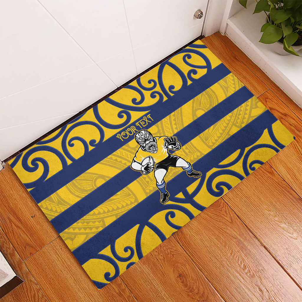 Bay of Plenty Custom Rugby New Zealand Rubber Doormat Aotearoa Maori Pukana Tiki Mascot