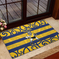 Bay of Plenty Custom Rugby New Zealand Rubber Doormat Aotearoa Maori Pukana Tiki Mascot