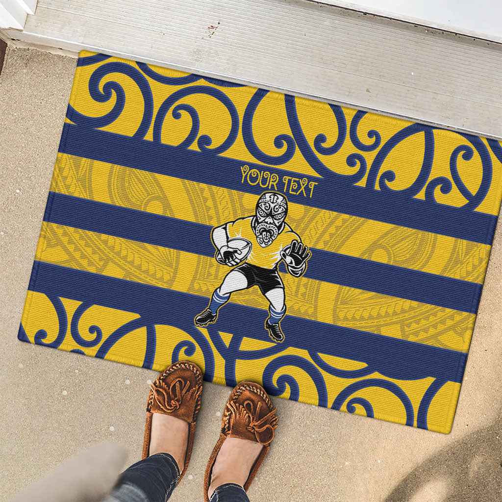 Bay of Plenty Custom Rugby New Zealand Rubber Doormat Aotearoa Maori Pukana Tiki Mascot
