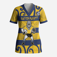 Bay of Plenty Custom Rugby New Zealand Scrub Top Aotearoa Maori Pukana Tiki Mascot