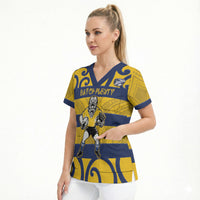Bay of Plenty Custom Rugby New Zealand Scrub Top Aotearoa Maori Pukana Tiki Mascot