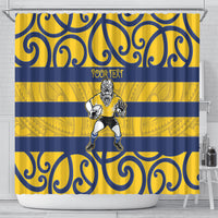 Bay of Plenty Custom Rugby New Zealand Shower Curtain Aotearoa Maori Pukana Tiki Mascot