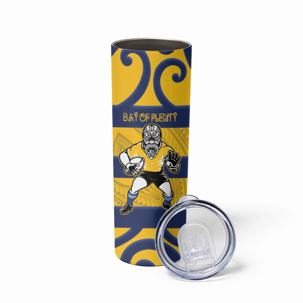Bay of Plenty Custom Rugby New Zealand Skinny Tumbler Aotearoa Maori Pukana Tiki Mascot