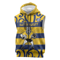 Bay of Plenty Custom Rugby New Zealand Sleeveless Zip Hoodie Aotearoa Maori Pukana Tiki Mascot