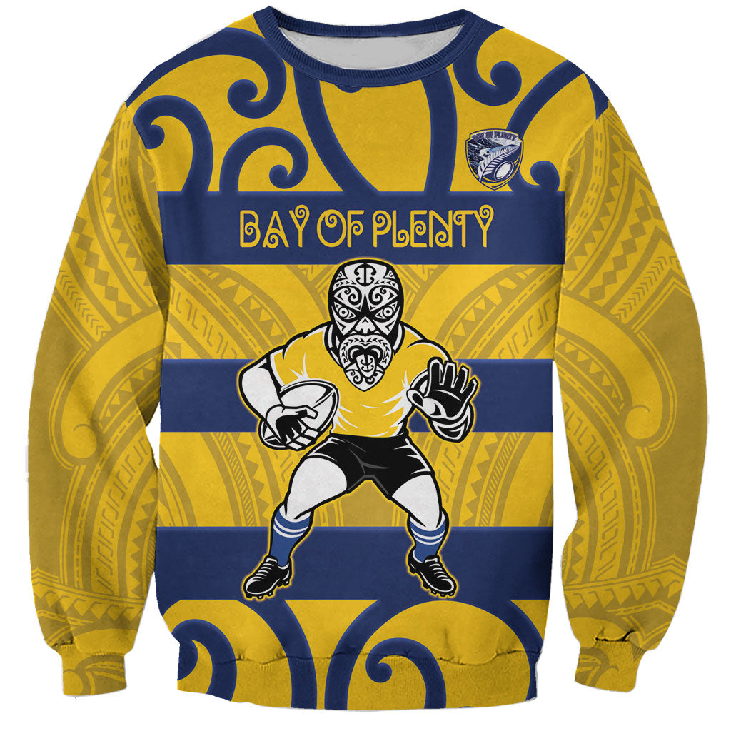 Bay of Plenty Custom Rugby New Zealand Sweatshirt Aotearoa Maori Pukana Tiki Mascot