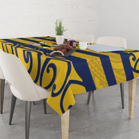 Bay of Plenty Custom Rugby New Zealand Tablecloth Aotearoa Maori Pukana Tiki Mascot