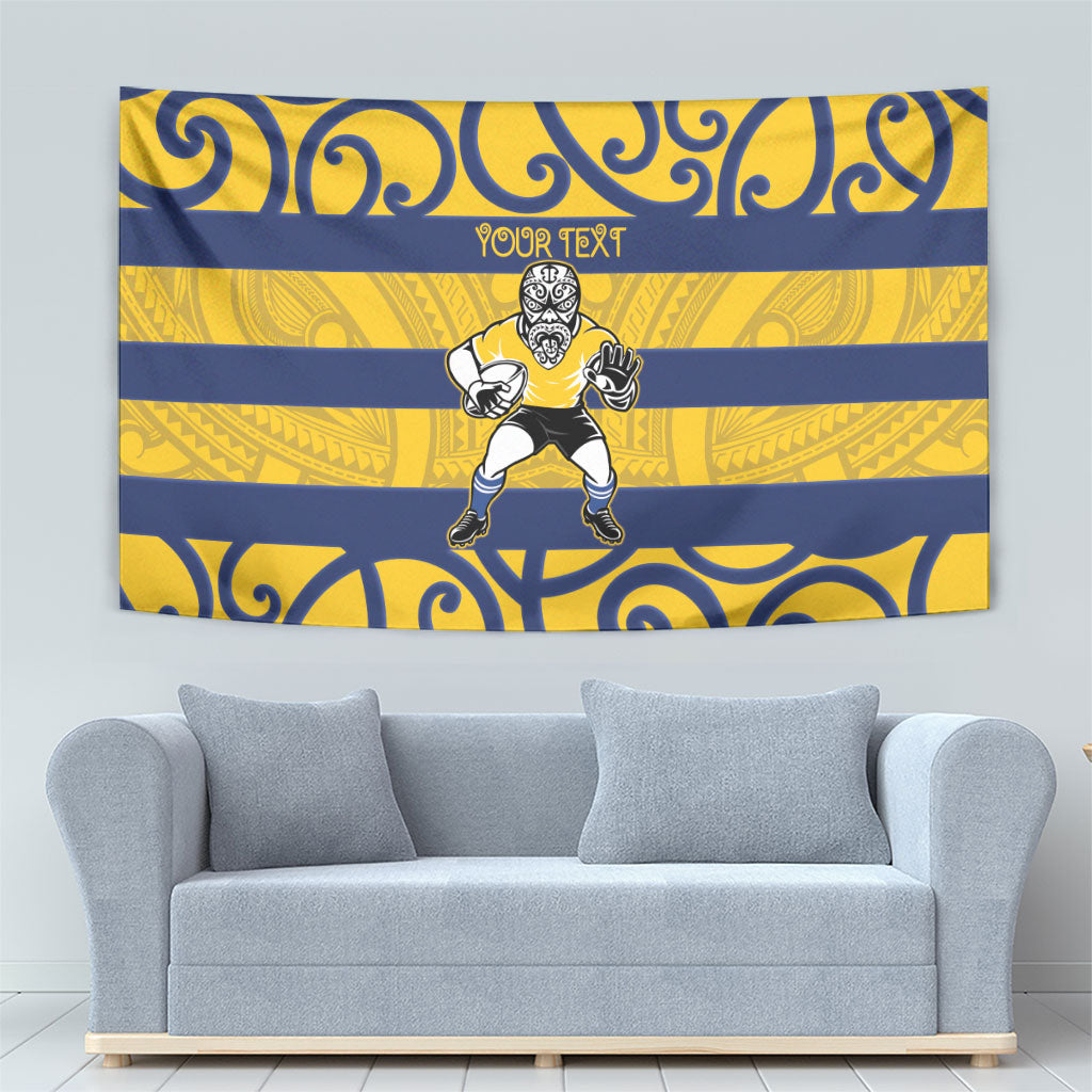 Bay of Plenty Custom Rugby New Zealand Tapestry Aotearoa Maori Pukana Tiki Mascot