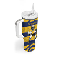 Bay of Plenty Custom Rugby New Zealand Tumbler With Handle Aotearoa Maori Pukana Tiki Mascot