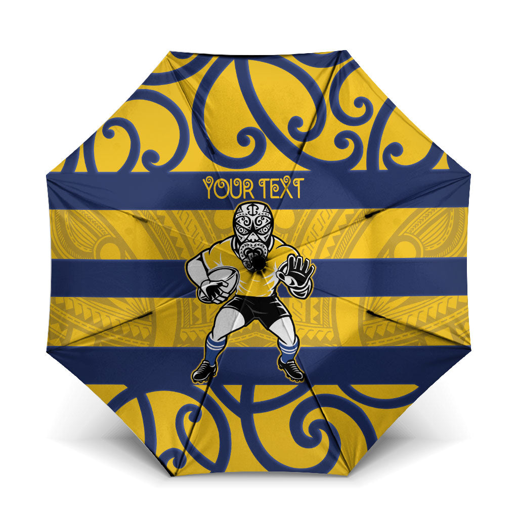 Bay of Plenty Custom Rugby New Zealand Umbrella Aotearoa Maori Pukana Tiki Mascot