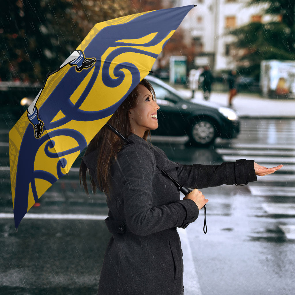 Bay of Plenty Custom Rugby New Zealand Umbrella Aotearoa Maori Pukana Tiki Mascot
