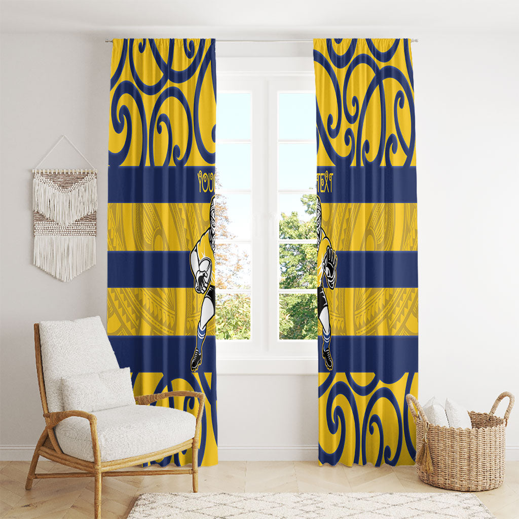 Bay of Plenty Custom Rugby New Zealand Window Curtain Aotearoa Maori Pukana Tiki Mascot