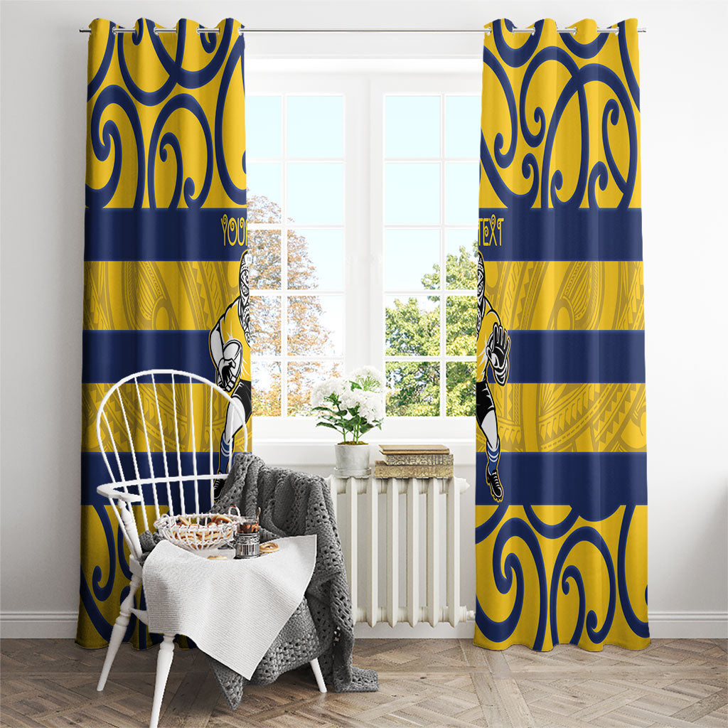 Bay of Plenty Custom Rugby New Zealand Window Curtain Aotearoa Maori Pukana Tiki Mascot