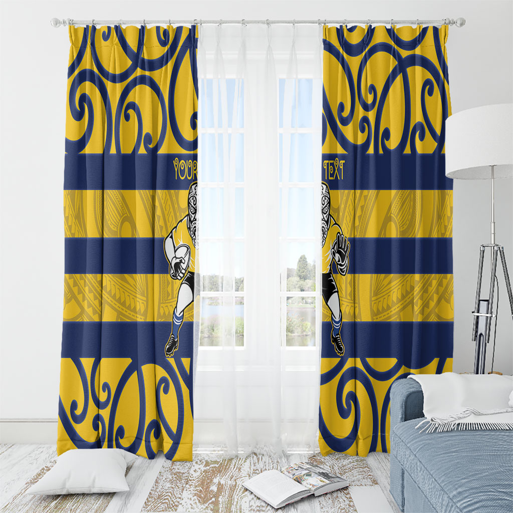 Bay of Plenty Custom Rugby New Zealand Window Curtain Aotearoa Maori Pukana Tiki Mascot