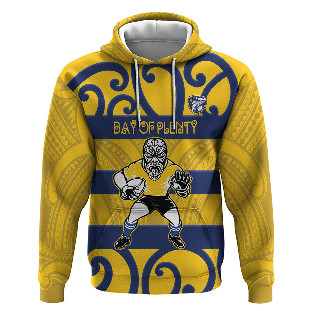 Bay of Plenty Custom Rugby New Zealand Zip Hoodie Aotearoa Maori Pukana Tiki Mascot