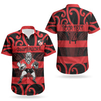 Canterbury Custom Rugby New Zealand Couples Matching Off Shoulder Short Dress and Hawaiian Shirt Aotearoa Maori Pukana Tiki Mascot