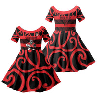 Canterbury Custom Rugby New Zealand Family Matching Mermaid Dress and Hawaiian Shirt Aotearoa Maori Pukana Tiki Mascot