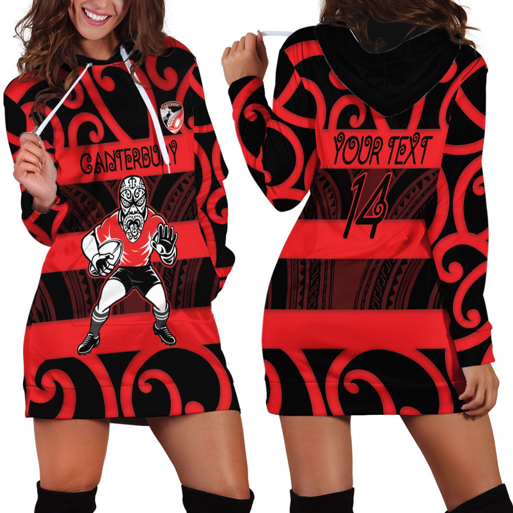 Canterbury Custom Rugby New Zealand Hoodie Dress Aotearoa Maori Pukana Tiki Mascot