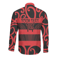 Canterbury Custom Rugby New Zealand Long Sleeve Button Shirt Aotearoa Maori Pukana Tiki Mascot