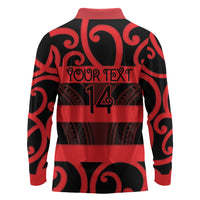 Canterbury Custom Rugby New Zealand Long Sleeve Polo Shirt Aotearoa Maori Pukana Tiki Mascot