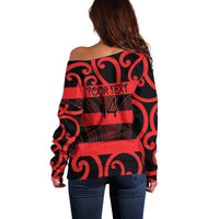 Canterbury Custom Rugby New Zealand Off Shoulder Sweater Aotearoa Maori Pukana Tiki Mascot