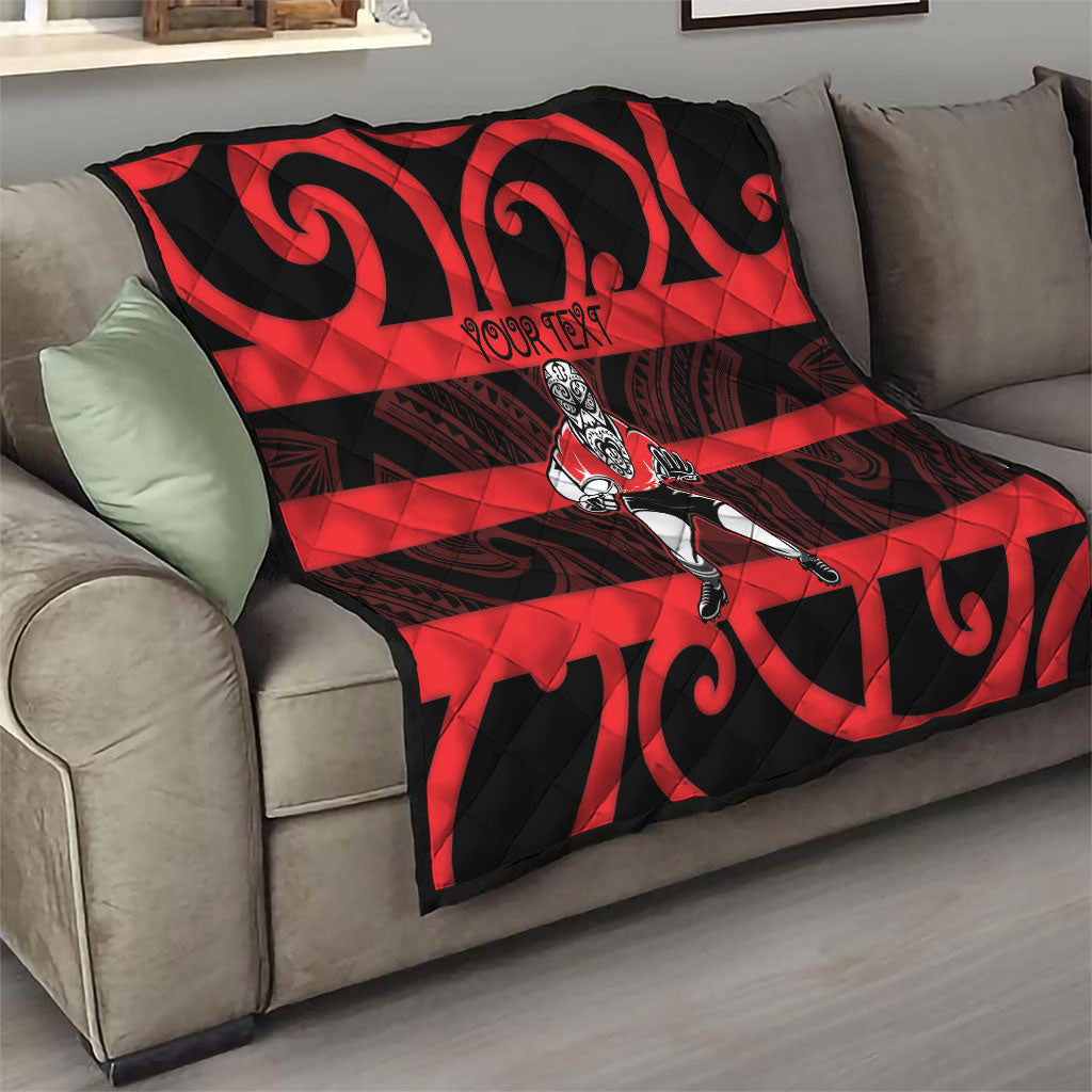 Canterbury Custom Rugby New Zealand Quilt Aotearoa Maori Pukana Tiki Mascot