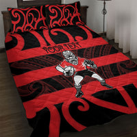 Canterbury Custom Rugby New Zealand Quilt Bed Set Aotearoa Maori Pukana Tiki Mascot