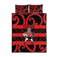 Canterbury Custom Rugby New Zealand Quilt Bed Set Aotearoa Maori Pukana Tiki Mascot
