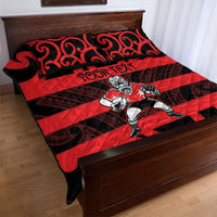 Canterbury Custom Rugby New Zealand Quilt Bed Set Aotearoa Maori Pukana Tiki Mascot