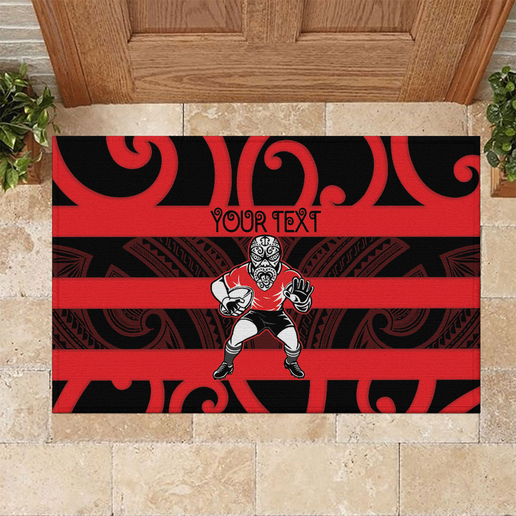 Canterbury Custom Rugby New Zealand Rubber Doormat Aotearoa Maori Pukana Tiki Mascot