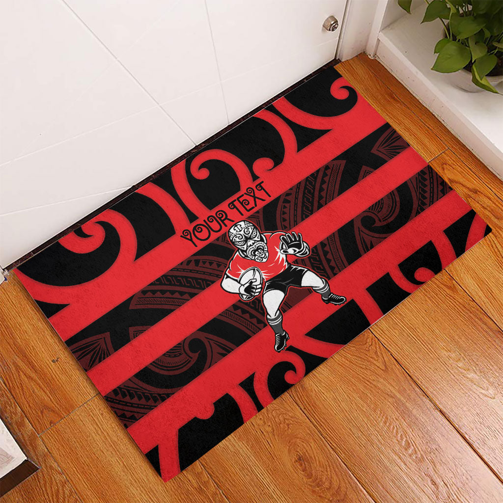 Canterbury Custom Rugby New Zealand Rubber Doormat Aotearoa Maori Pukana Tiki Mascot
