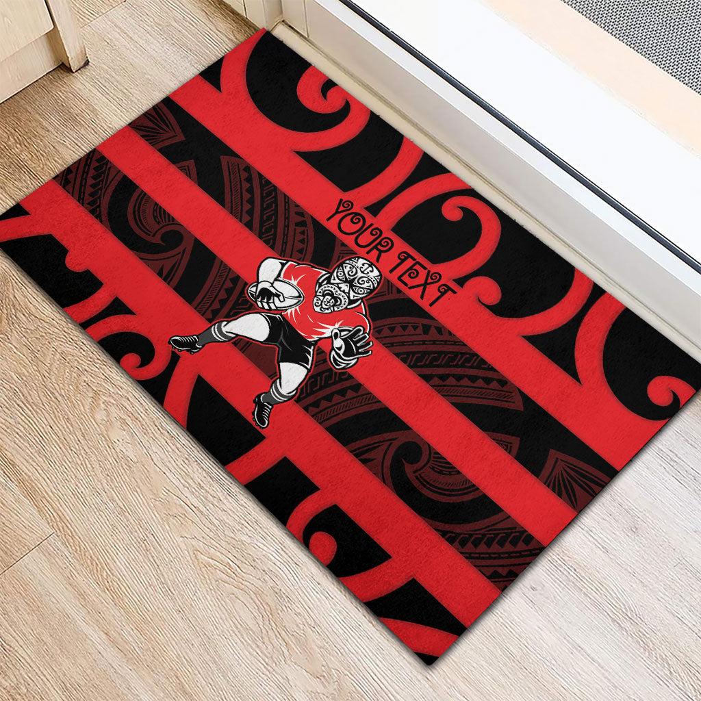 Canterbury Custom Rugby New Zealand Rubber Doormat Aotearoa Maori Pukana Tiki Mascot