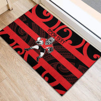 Canterbury Custom Rugby New Zealand Rubber Doormat Aotearoa Maori Pukana Tiki Mascot