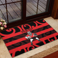 Canterbury Custom Rugby New Zealand Rubber Doormat Aotearoa Maori Pukana Tiki Mascot