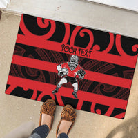 Canterbury Custom Rugby New Zealand Rubber Doormat Aotearoa Maori Pukana Tiki Mascot