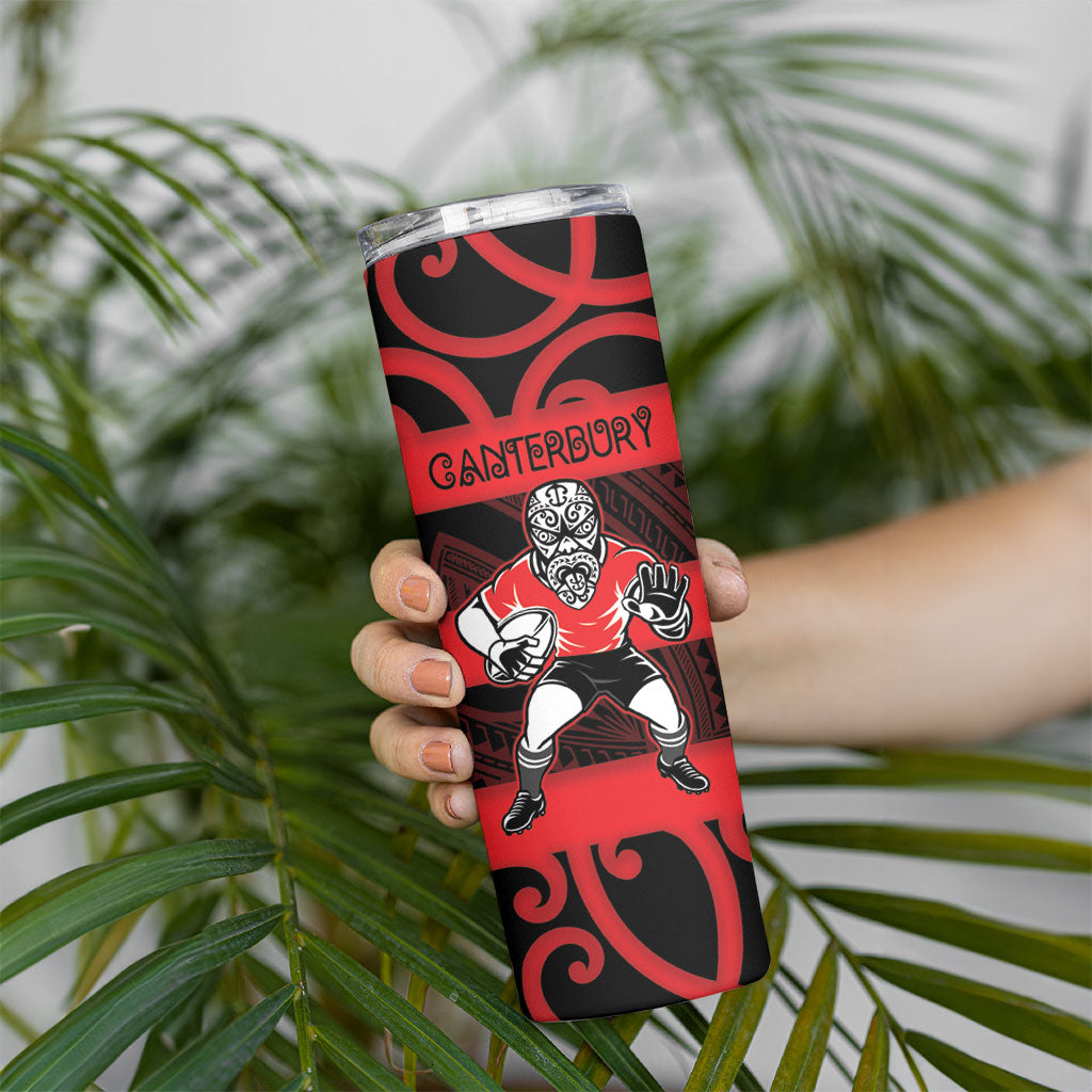 Canterbury Custom Rugby New Zealand Skinny Tumbler Aotearoa Maori Pukana Tiki Mascot